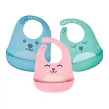 Babador De Silicone Buda Com Bolso Pega Migalhas Bebê Gumy