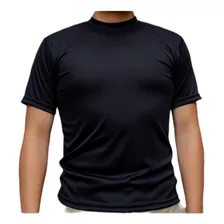 Camiseta Con Malla Deportivo Gym Lycra Militar Negra