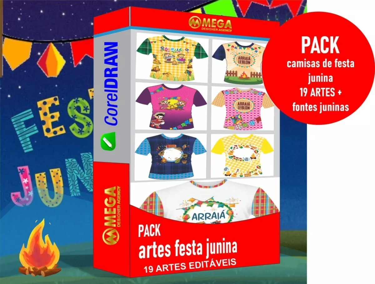 Vetores Camisa De Festa Junina - Pack 19 Artes+ Fontes