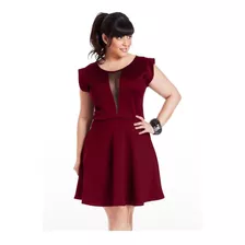 Vestido Moda Plus Size Curto S/ Renda Festa Tule No Decote