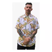 Camisa Social Estampada Floral Adulto Masculina `promoção