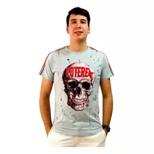 Playera Calavera Hombre Pedreria Casual Moda Piedras Manga 