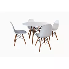 Mesa De Jantar Eames 80cm Redondo Com 4 Cadeiras Eames