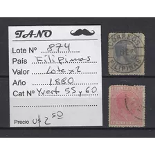 Lote874 Filipinas Lote De 2 Estamp. Año 1880 Yvert# 55, 60