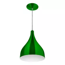 Luminaria Pendente/alumínio/gota Cor Verde Metálico/branco