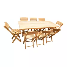 Comedor Plegable De Madera 180cmx80cm Y 8 Sillas Envío Grati