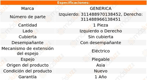 Espejo Izq O Der Elect S/cubierta C/desemp Clase M 02/05 Foto 2