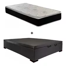 Cama Baúl 1 1/2 Plazas + Colchon Alta Densidad Box Sommier 