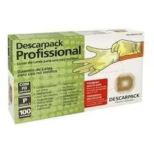 Luva Látex Profissional Pó Descarpack 100 Unid -tamanho P