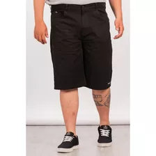 Bermuda Sarja Plus Size Masculina Preta Comfort Premium