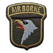 Parche Militar Bordado Us Airborne 101 Screaming Eagle Verde