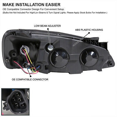 2005-2010 Pontiac G6 Black Headlights + 6-led Fog Bumper  Kg Foto 2