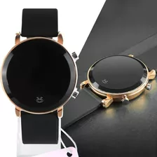 Relógio Feminino Dourado Silicone Led Digital