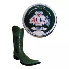 Grasa Crema Fina 2 En 1 Alpha Para Zapatos Color Verde 40 Gr
