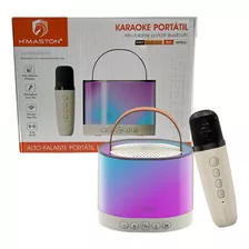 Karaoke Portátil Caixa Som Microfone Sem Fio Bluetooth Luzes