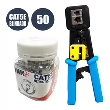 Rj45 Ez Crimp Cat5e Blindado Pote De 50 Pcs + 1 Alicate Ez