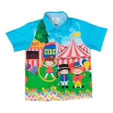 Kit Camisa Circo Meninos Pai E Filho Manga Longa Infantil 