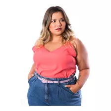 Blusa Regata Alça Larga Cores Lisas Plus Size Kit 4 Peças