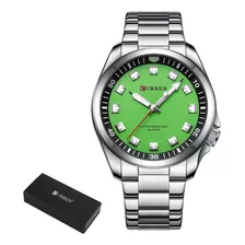 Relojes De Cuarzo Luminosos Actuales Para Hombre, Color De Fondo Verde Plateado