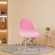 02 Capa De Cadeira Charles Eiffel Nordic Eames Luxo De Malha Cor Rosa-claro Desenho Do Tecido Liso