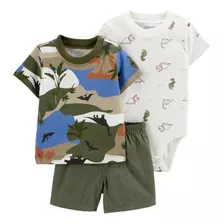 Conjunto Menino Trio Carters Verão Body Short Blusa Eua Kit