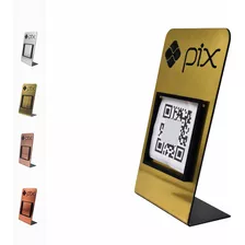  Placa Pix Qr Code Balcao De Vendas Dourado Escovado Premium