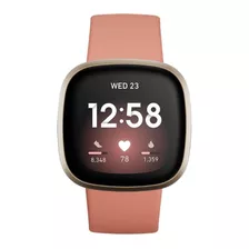 Smartwatch Fitbit Versa 3 1.58 Caja De Aluminio Anodizado Soft Gold Aluminum, Malla Pink Clay De Elastómero Y Aluminio Anodizado Fb511