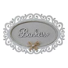 Placa Banheiro Mdf Arabesco Decorativa 29 X 19cm