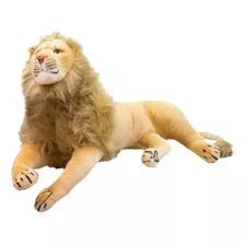 Leão Pelúcia Realista Rei Selva Safari Floresta Lindão