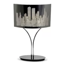 Lampara De Mesa New York City Cromo Apto Led Moderno