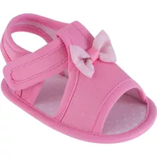 Sandália Infantil Feminina Bebê Velcro Laço Rosa Pimpolho