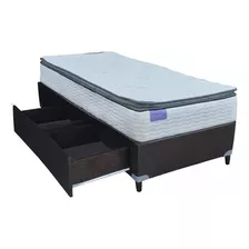 Base Box Somier 1 1/2 Cama Con 2 Cajones + Inducol April 100