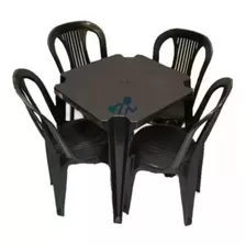 Conjunto Mesa E 4 Cadeiras Bistrô Antares Preto Kit 01 Jogo