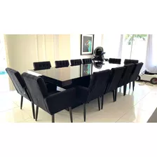 Mesa Jantar Retangular Mdf Laca Preto Brilho 270x120