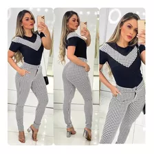 Conjunto Blusa E Calça Em Jacar Tendência Lançamento