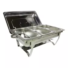 Rechaud Inox 9 Litros 1/3 Panelas Banho Maria 3 Cubas Buffet