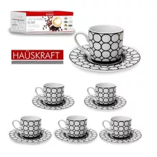 Conjunto Xícaras De Café C/ Pires Em Porcelana 90ml 12 Peças