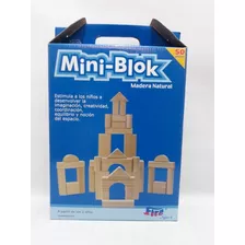 Mini Blok Madera Natural Juego De Bloques De Madera 50 Pieza