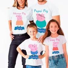 Kit 4 Camisetas Peppa E George Pig Personalizada 