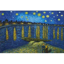 Painel Lona Noite Estrelada Sobre O Ródano Pintura Van Gogh