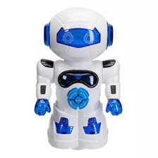 Robô Com Sensor De Movimento Luz E Som Bq-053 Etitoys Cor Branco/azul