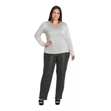 Calça Social Risca De Giz Plus Size Elegante Gordinha Jovem