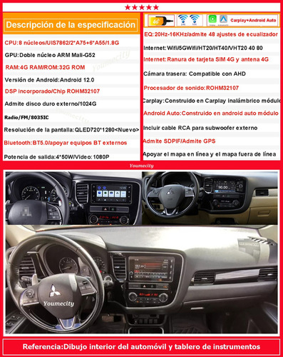 Radio Estreo Android Para Mitsubishi Outlander 2014-2019 Foto 5