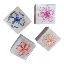 Set De Sellos De Goma X 4 Flores 4x4cm