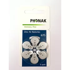 6 Pilhas P675 Phonak Aparelho Auditivo = 01 Cartela + Nfe