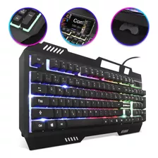 Teclado Gamer Led Rgb Semi Mecânico Qwerty Com Fio Computado