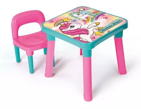 Mesa Unicórnio Mesinha Infantil Didática C/ Cadeira - Mi5070