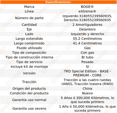 Kit 2 Amortiguadores Gas Del Fj Cruiser V6 4.0l 07/09 Boge Foto 2