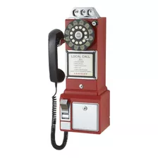 Teléfono Público Vintage Con Botón Pulsador Rojo