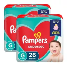 Kit 2 Fraldas Pampers Supersec G 26 Unidades